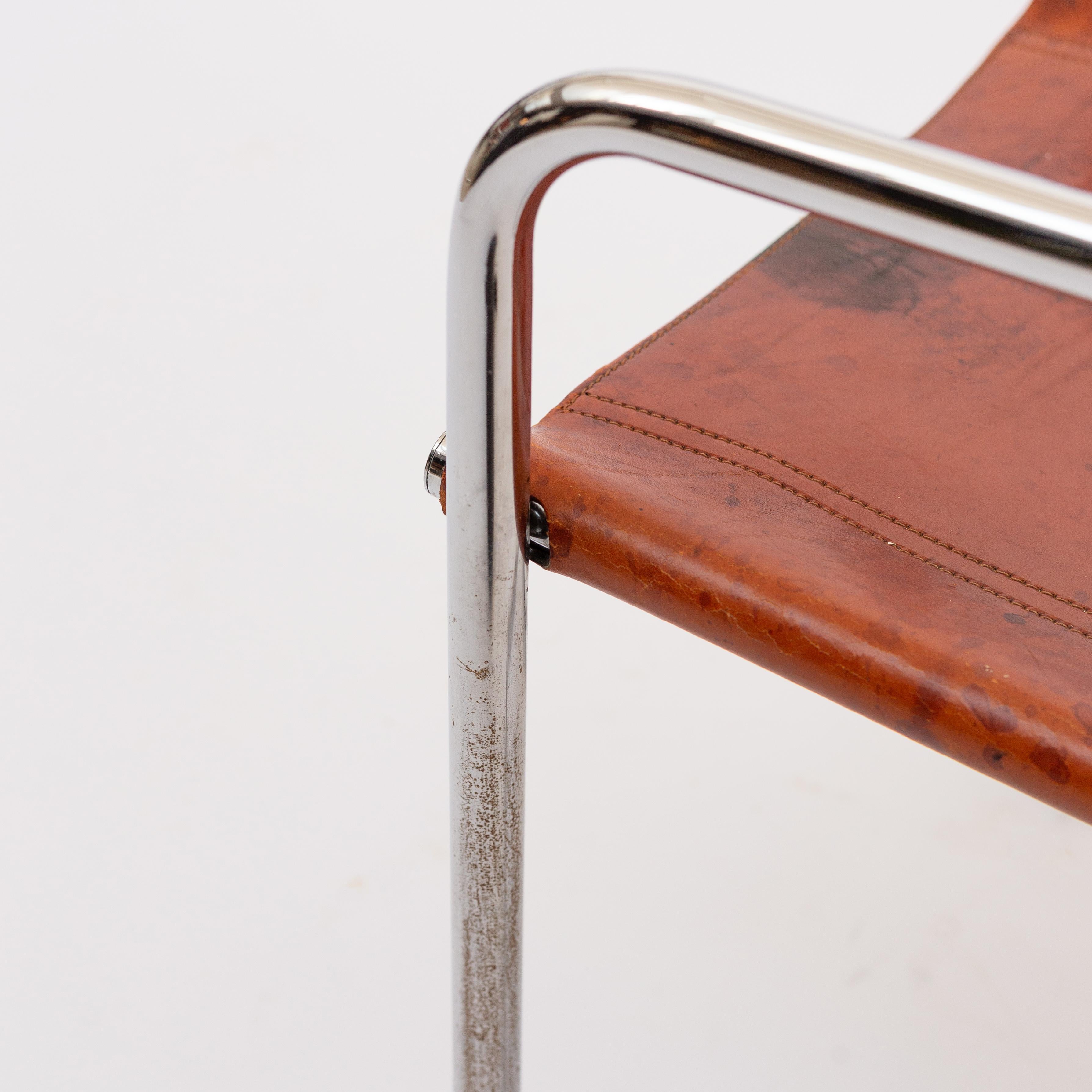 Mid-20th Century MG5 Cognac Leather Chair by Marcel Breuer for Gavina