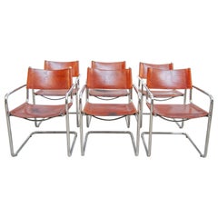 MG5 Cognac Leather Chairs by Marcel Breuer for Gavina, Set of 6