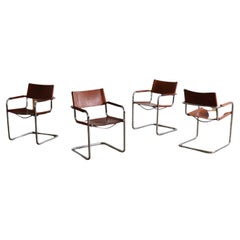 MG5 Dining Chairs In Cognac Leather And Chrome By Mart Stam Marcel Breuer, 1960s MG5 Dining Chairs In Cognac Leather And Chrome By Mart Stam Marcel Breuer, 1960s