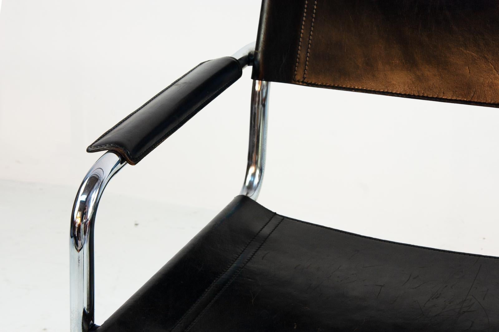 „MG5“ Marcel Breuer von Matteo Grassi Bauhaus, 4er-Set schwarze freitragende Stühle (Italienisch)