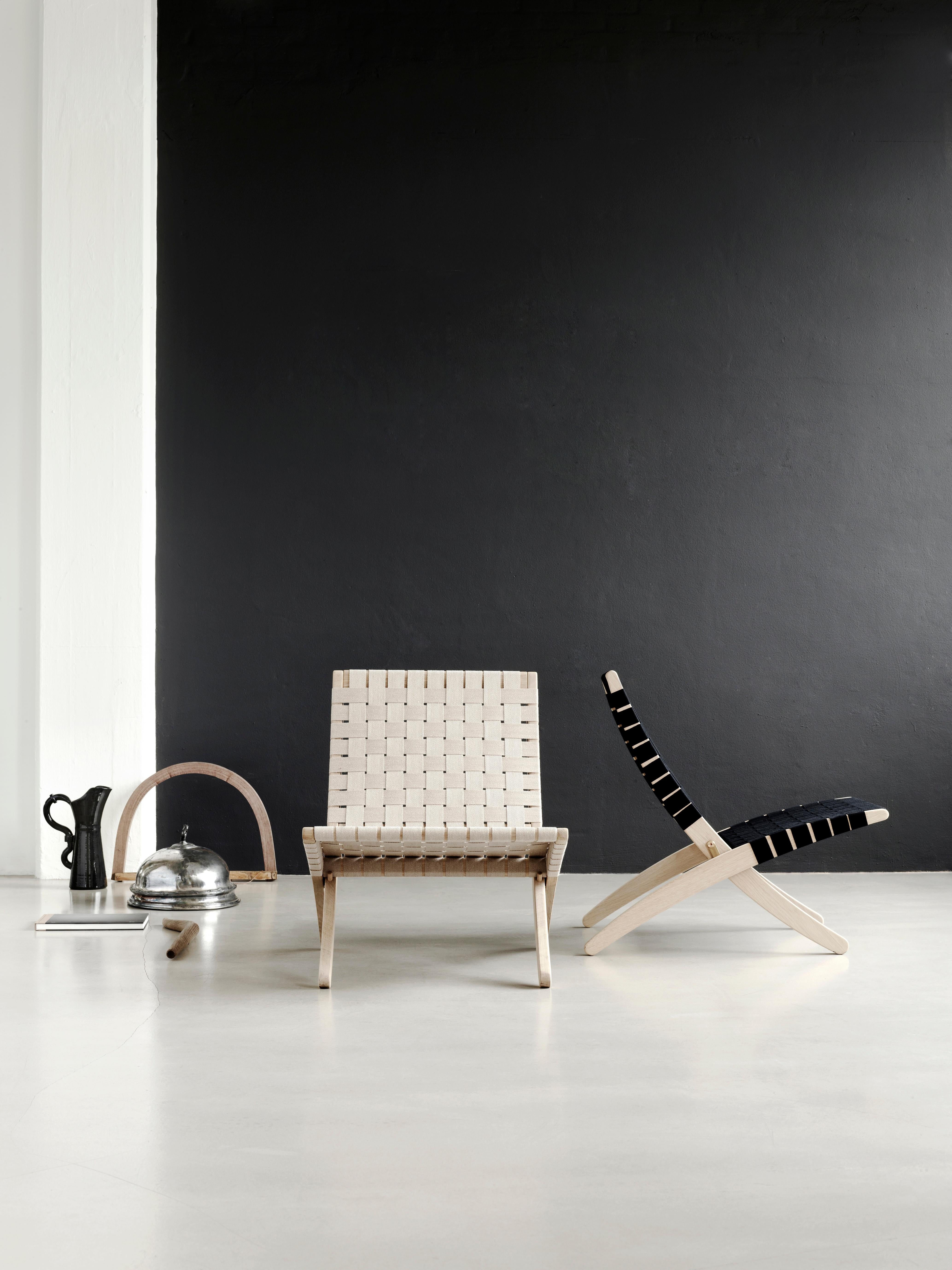 Wood MG501 Cuba Chair in Black Cotton Webbing by Morten Gøttler
