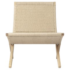 Chaise Cuba MG501 avec cadre en bois de chêne finition savon avec assise en cordon de papier naturel