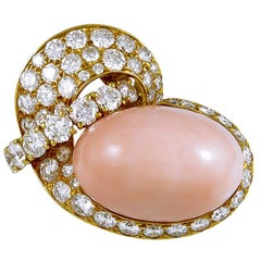 Vintage M. Gerard Angel Skin Coral Diamond Ring