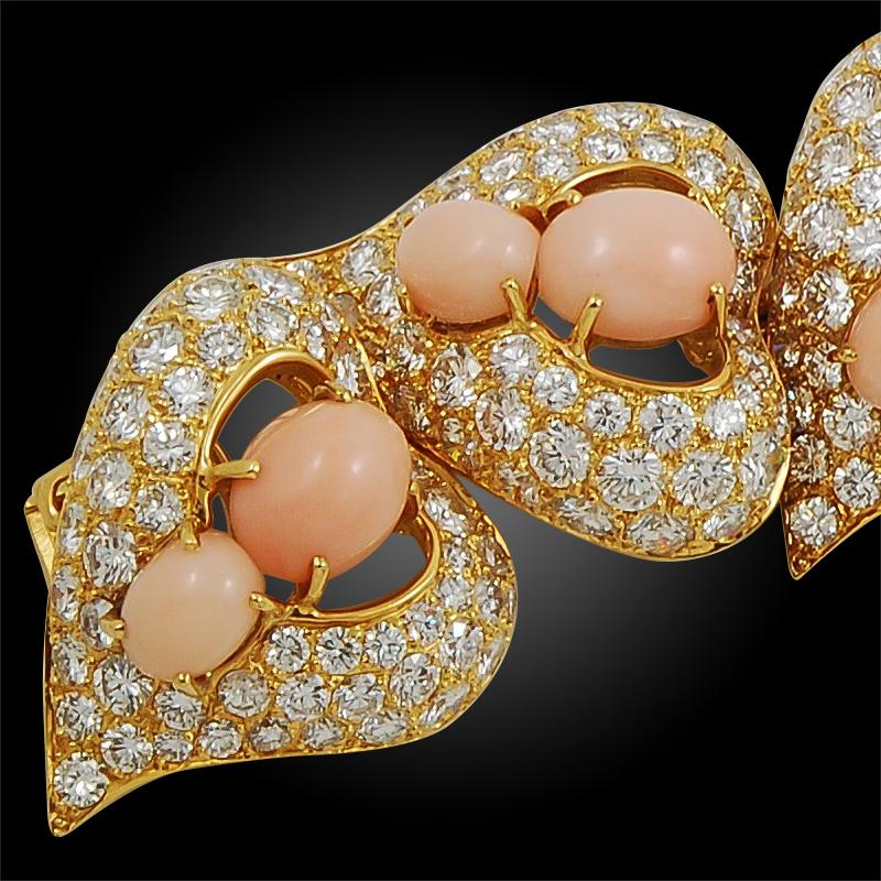 Women's M. Gérard Diamond Angel Skin Coral Yellow Gold Bracelet For Sale