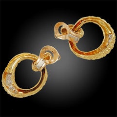 M.Gerard Paris Diamond Hammered Gold Earrings