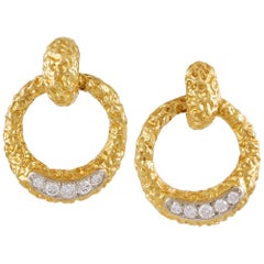 M.Gerard Paris Diamond Hammered Gold Earrings
