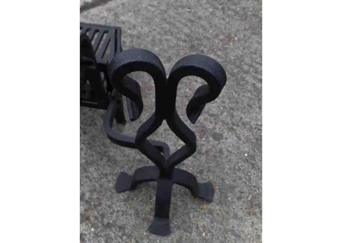 Early 20th Century M.H. Baillie Scott Attributed, a Hand Forged Iron Grate with Integrated Andirons For Sale