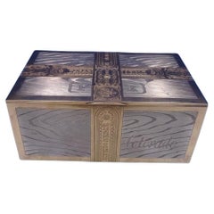 MH Russian .875 Silver Cigar Box Trompe L'Oeil Wood Panels w/Gilt c.1886 (#6987)