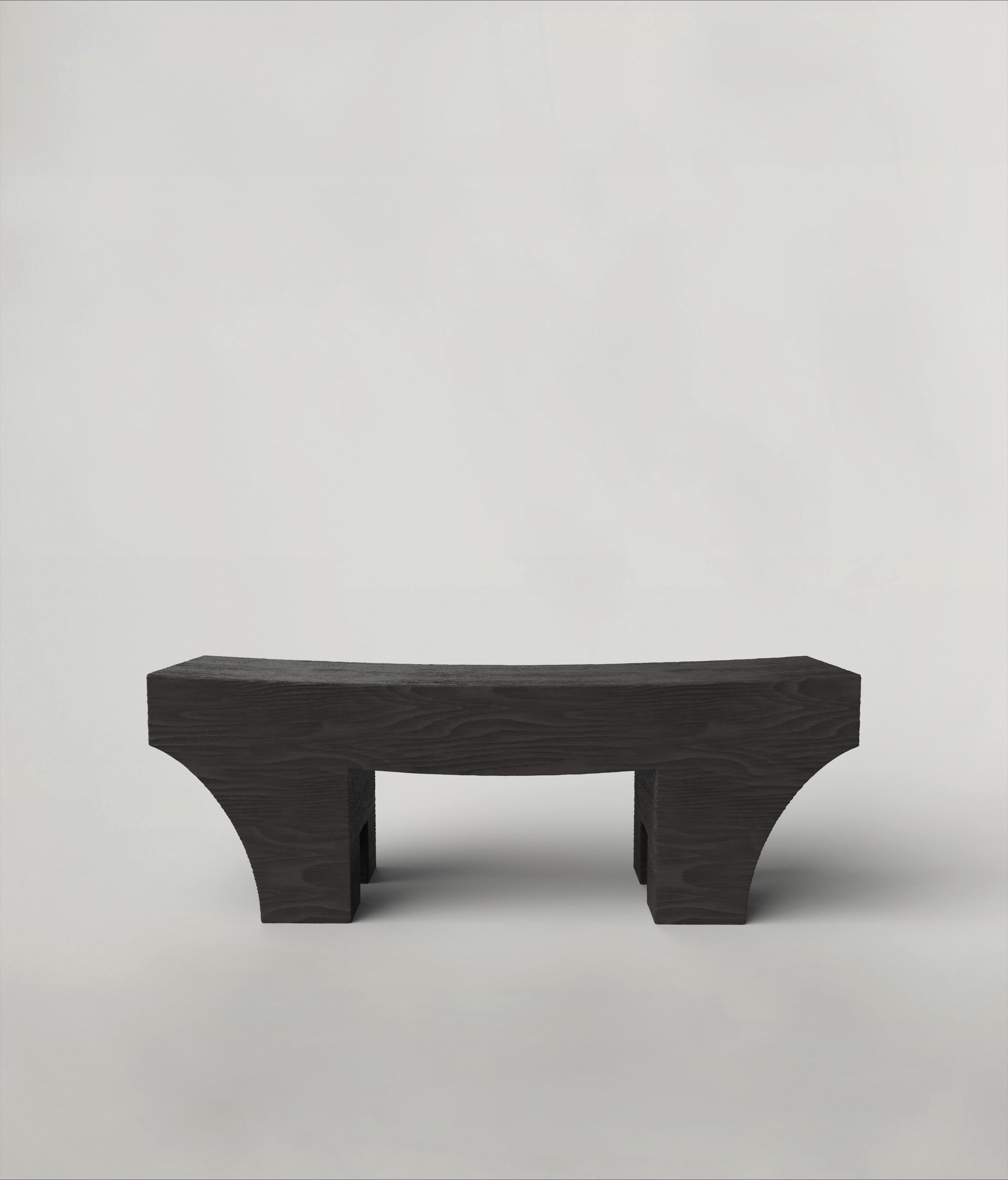 Mhono V2 bench by Edizione Limitata
Limited edition of 150 pieces. Signed and numbered.
Dimensions: D 120x W 35 x H 43 cm
Materials: charred cedar wood

This contemporary collection is a product of Italian craftmanship, starting entirely from