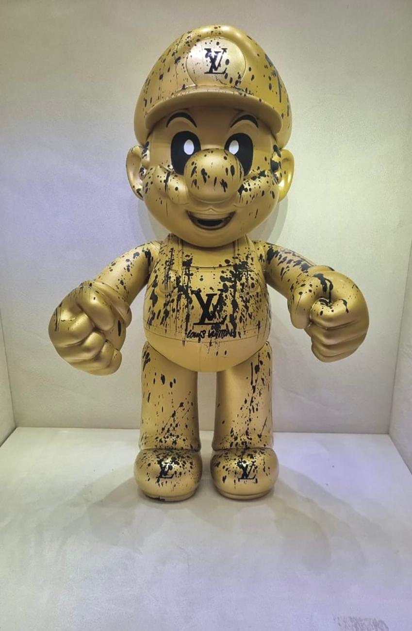 Gold Mario, LV Tribute - Pop Art Sculpture by MHS