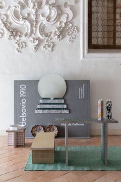 Modern Mae Engelgeer Wall Mirror Green Guatemala Grey Marble Coloured Cement