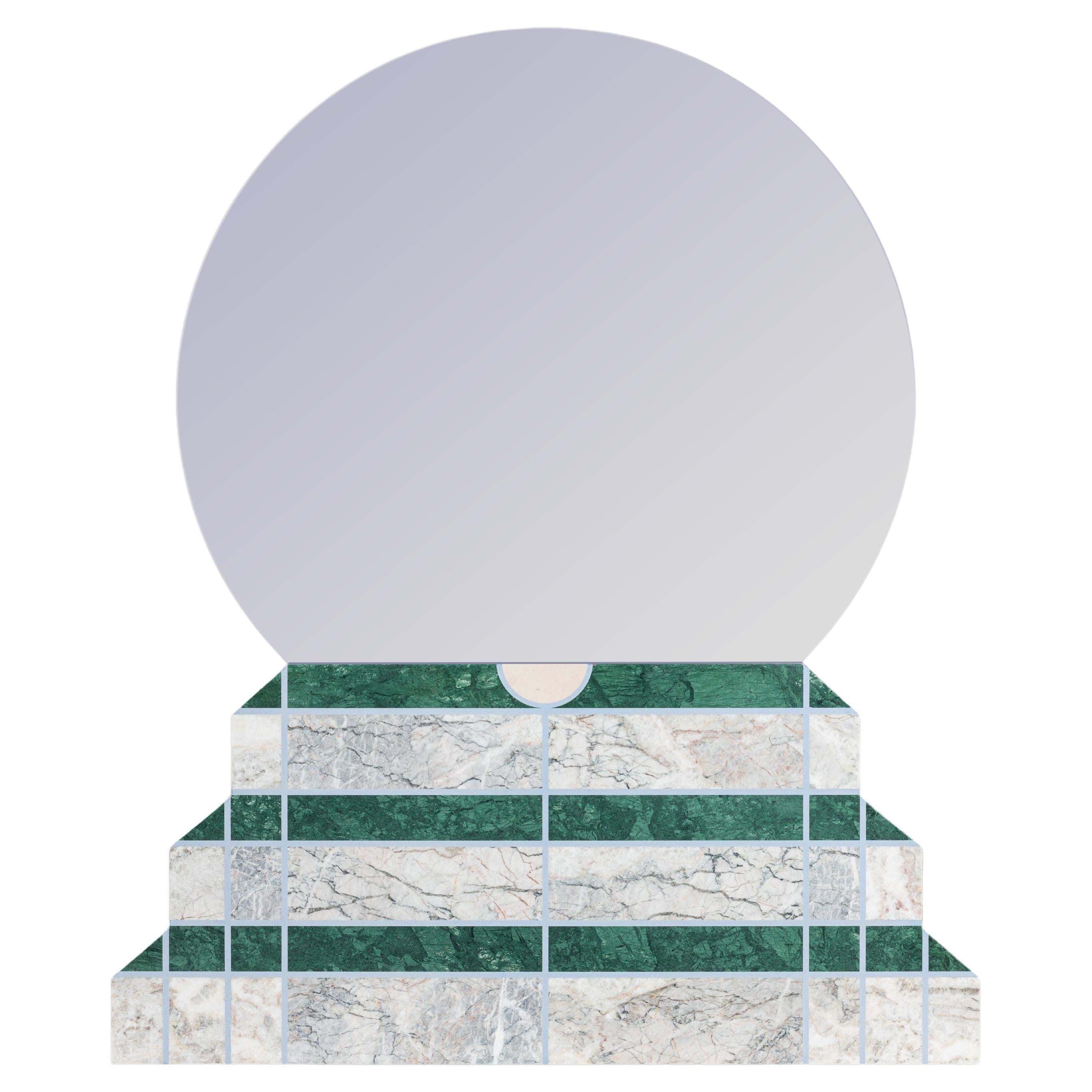 Modern Mae Engelgeer Wall Mirror Green Guatemala Grey Marble Coloured Cement For Sale