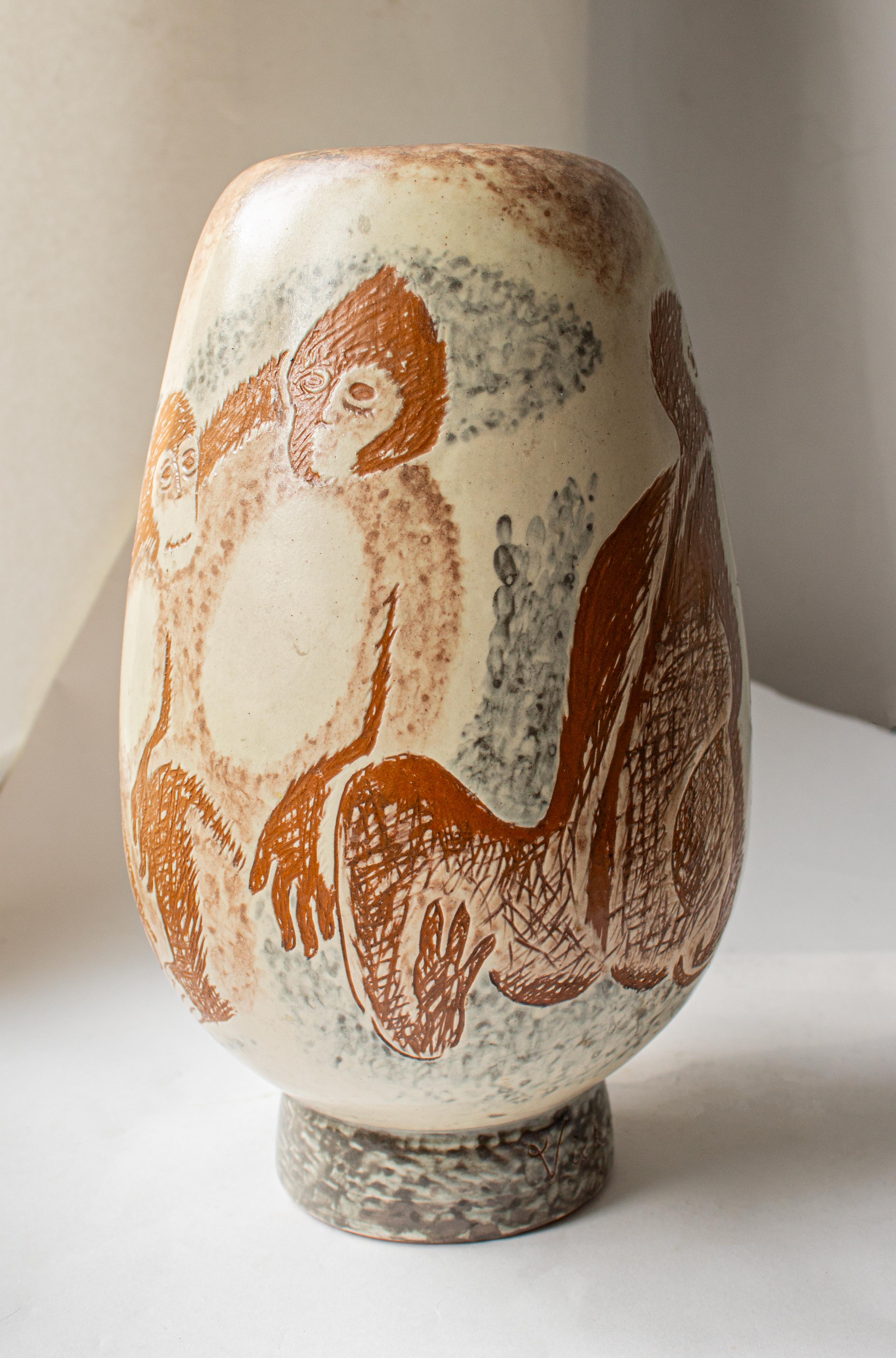 Mid-20th Century Mid-Century Modern Vicke Lindstrand Large Vase for Upsala-Ekeby, Sweden 1940s. For Sale
