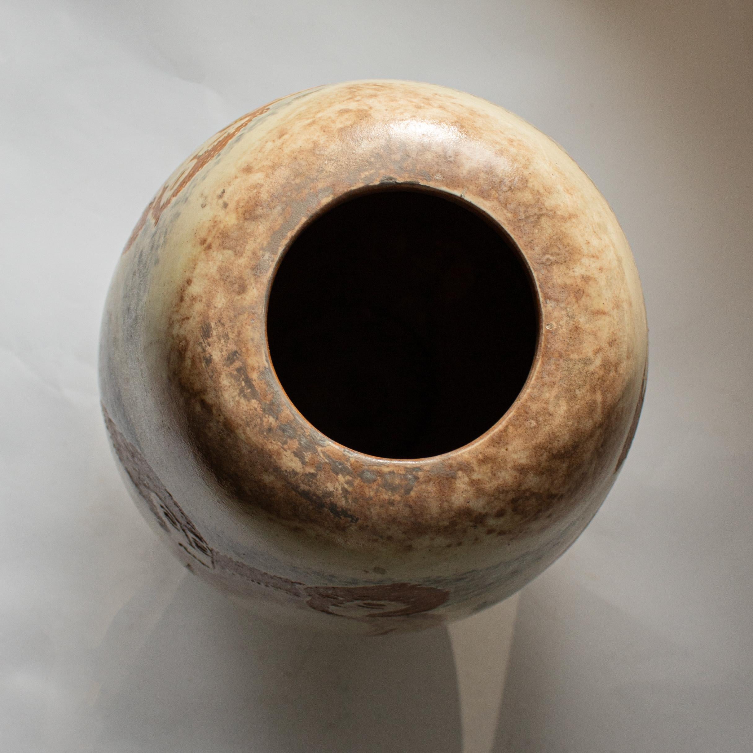 Cotto Vaso grande Vicke Lindstrand di metà secolo per Upsala Ekeby, Svezia 1940. in vendita