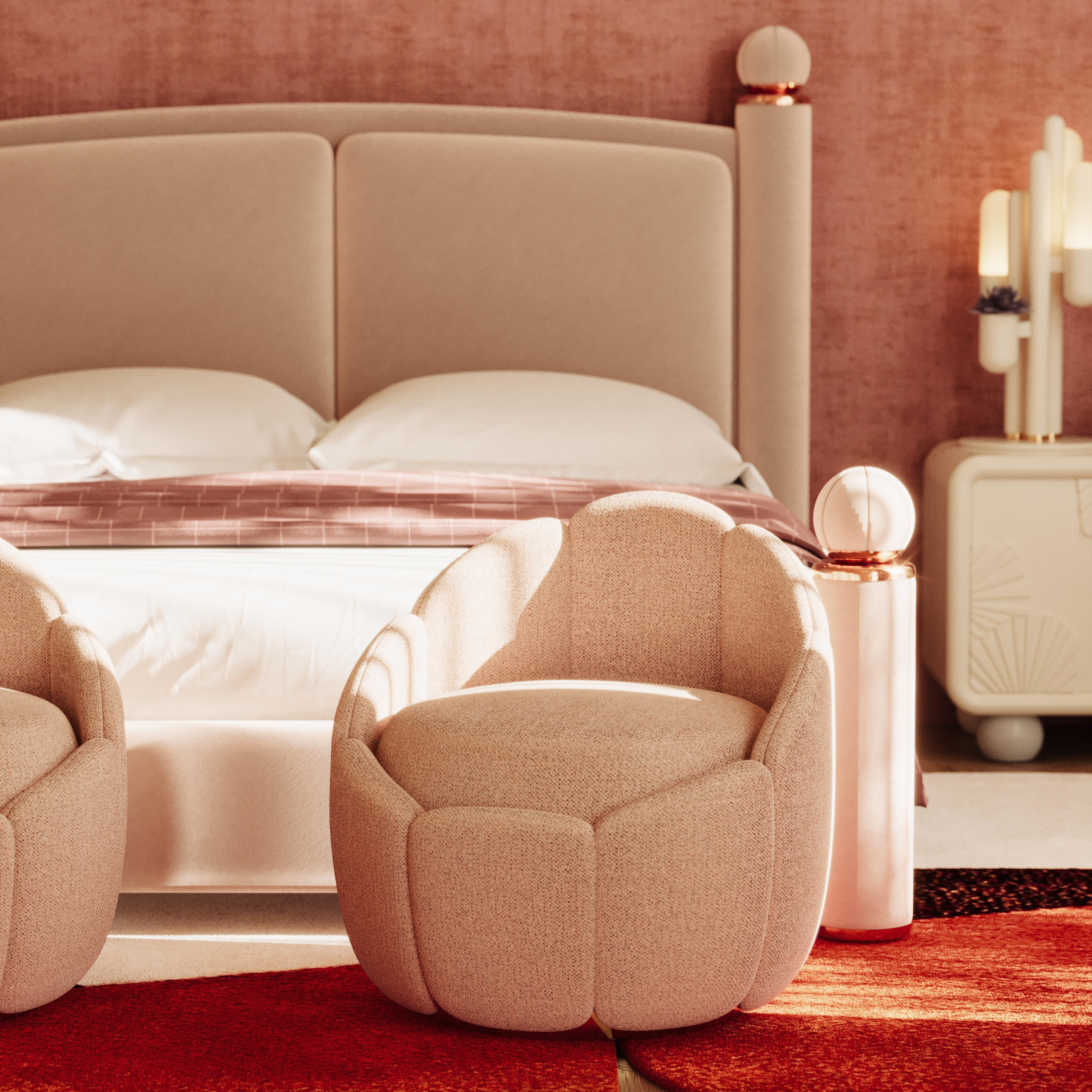Modernes Vitti-Bett aus Kupfer, mattem Samt von Ottiu, Mi-Century Modern im Angebot 2