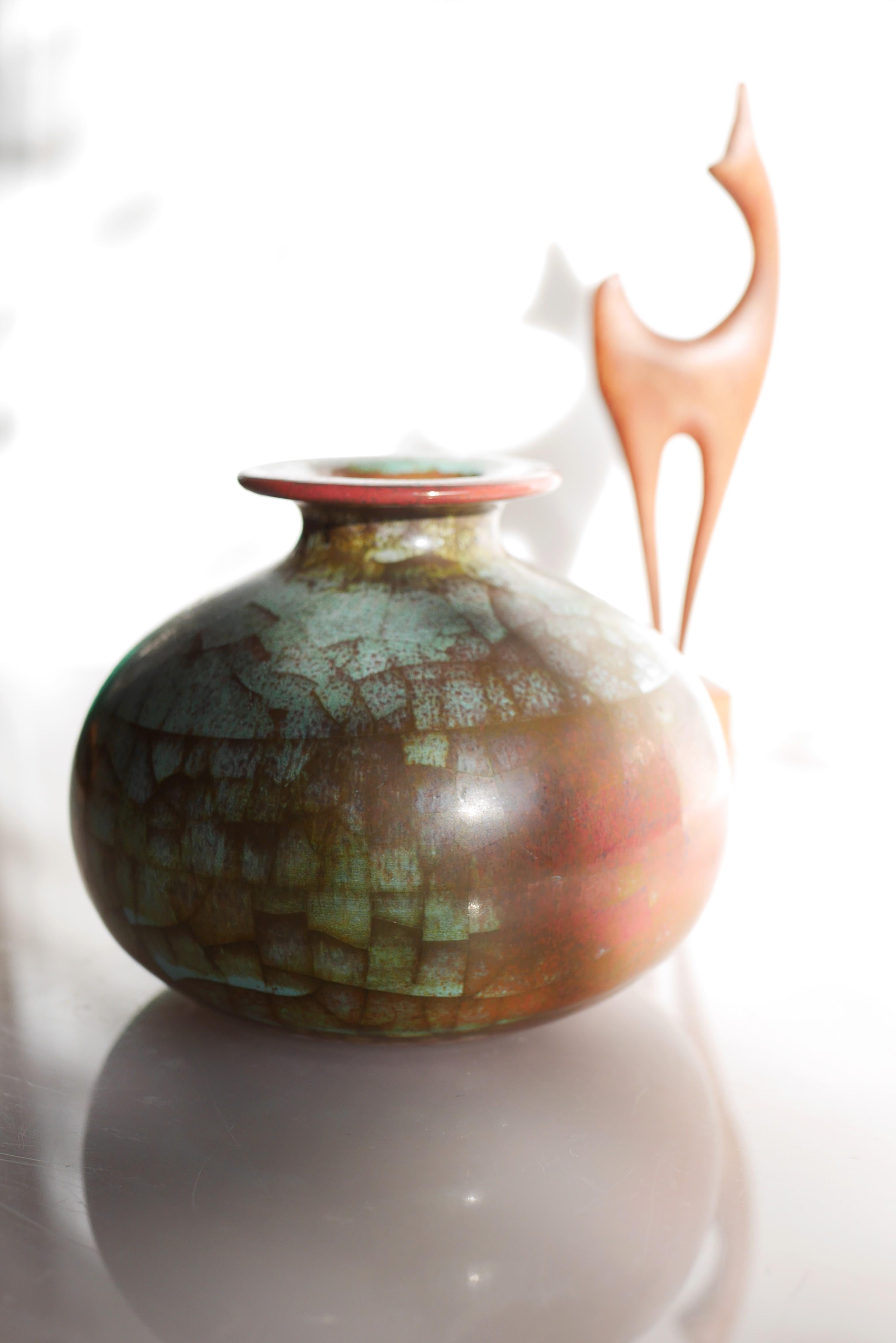 Mid-century modern pottery vase with Persia glaze from Michael Andersen, Denmark 3