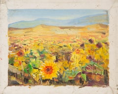 Mi Liu Landscape Original Oil On Canvas "Sunflower Patch"