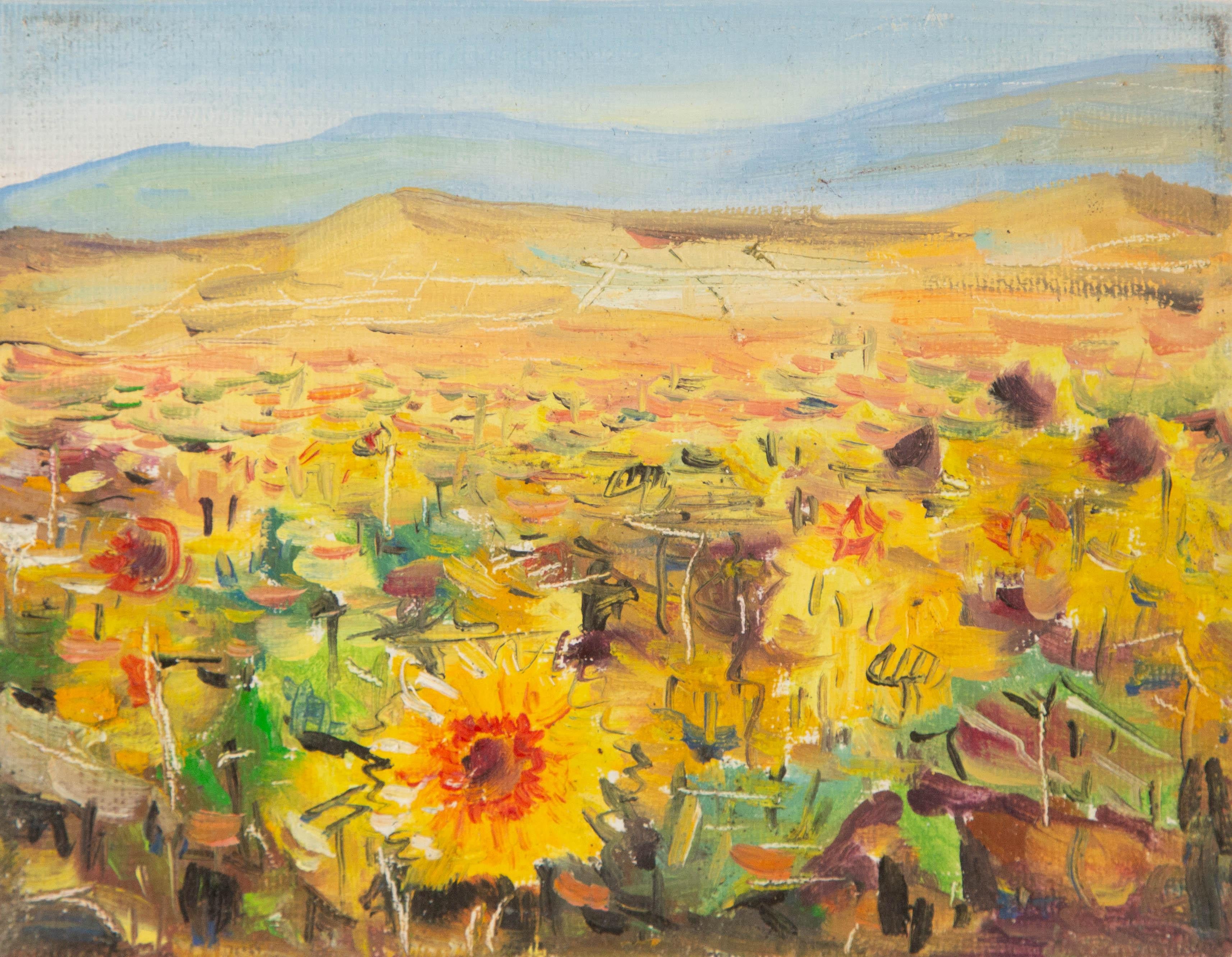 Mi Liu Landschaft Original Öl auf Leinwand "Sunflower Patch"