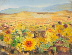 Mi Liu Landschaft Original Öl auf Leinwand "Sunflower Patch"