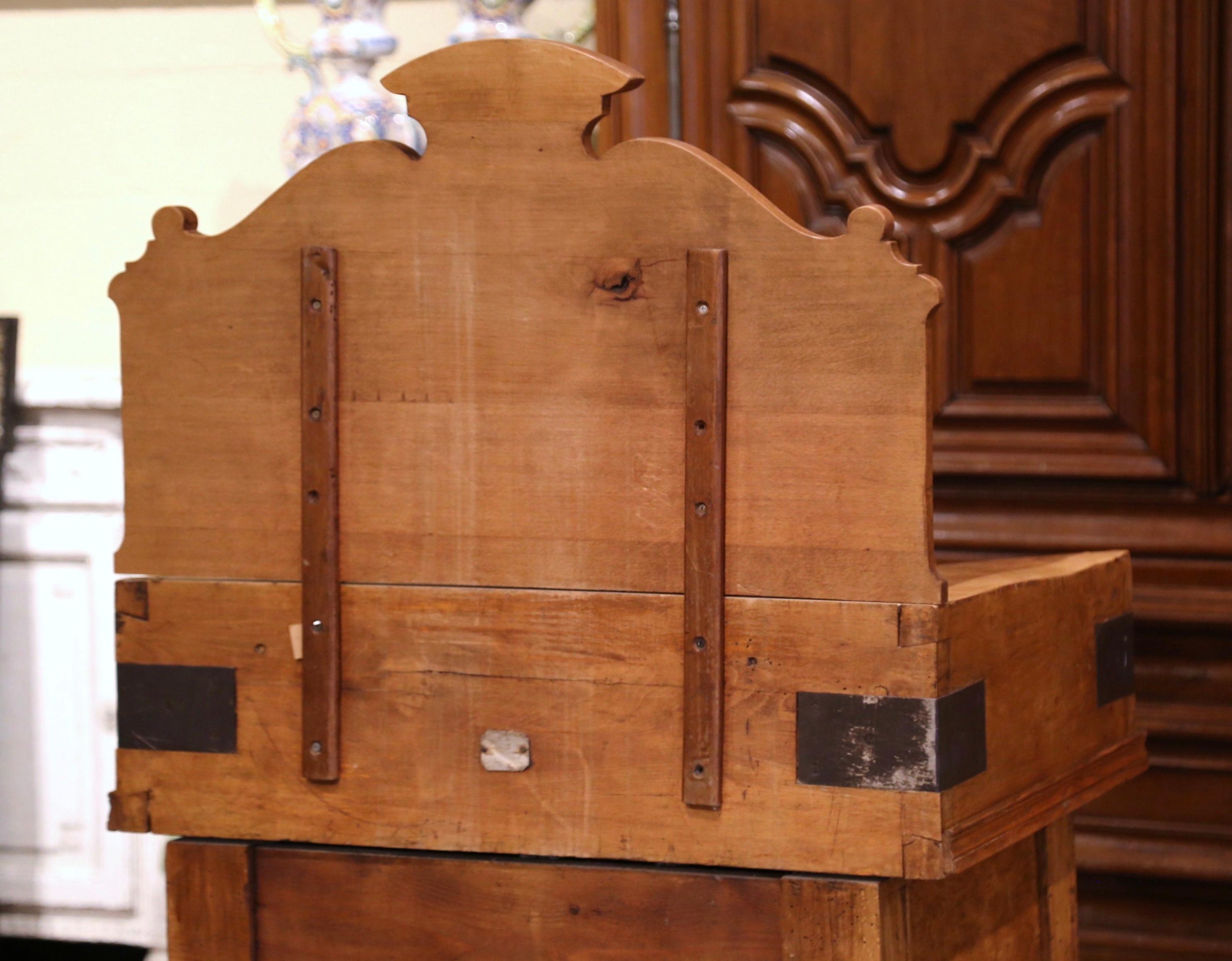 Midcentury French Carved Butcher Block with Back, Cow Head and Knife Hooks 10
