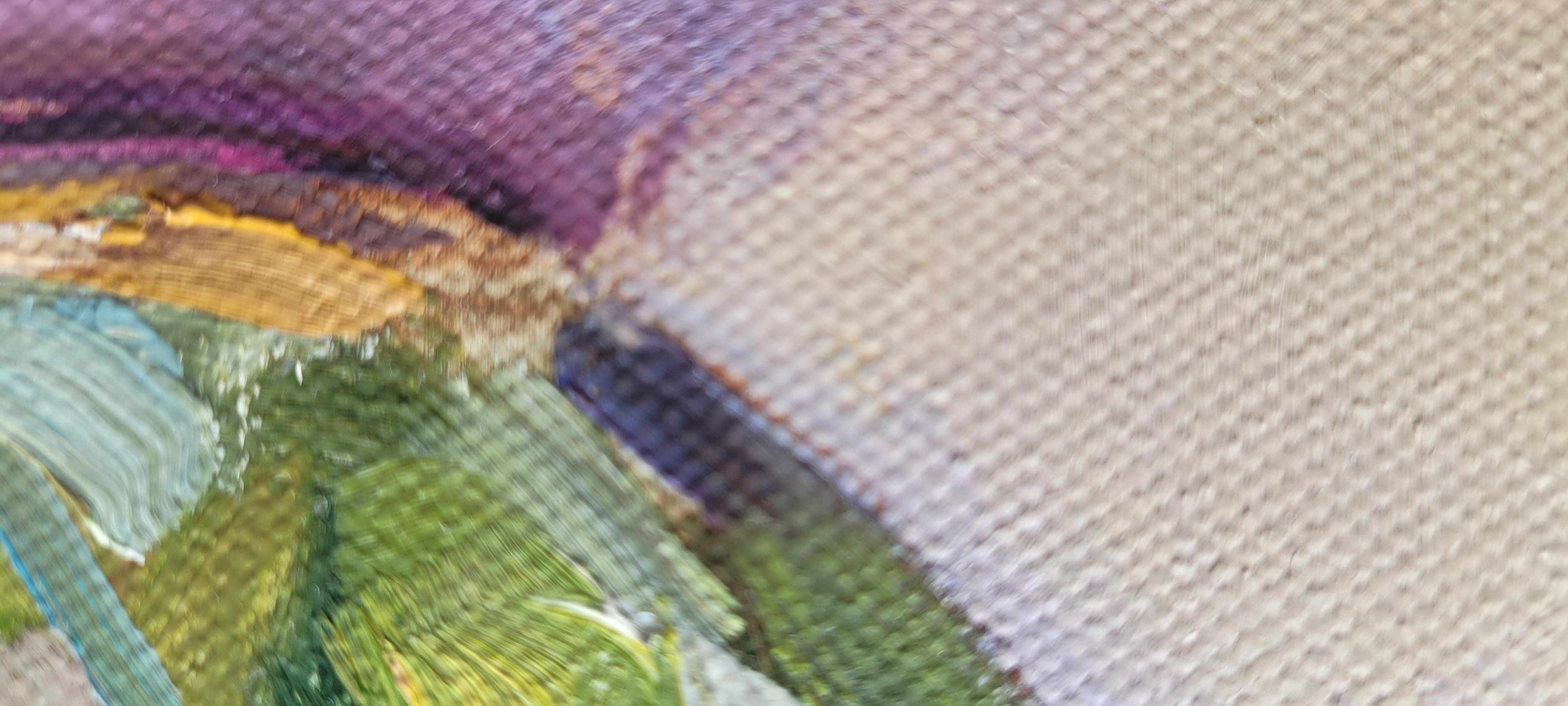 Narzissen.floral, abstrakter Realismus, rechteckig, gelb, grün, grau, mittel. im Angebot 5