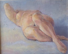 Nude. Abstract realism, Horizontal, Pastel colours,  Beige, Cream, Ochre, Blue