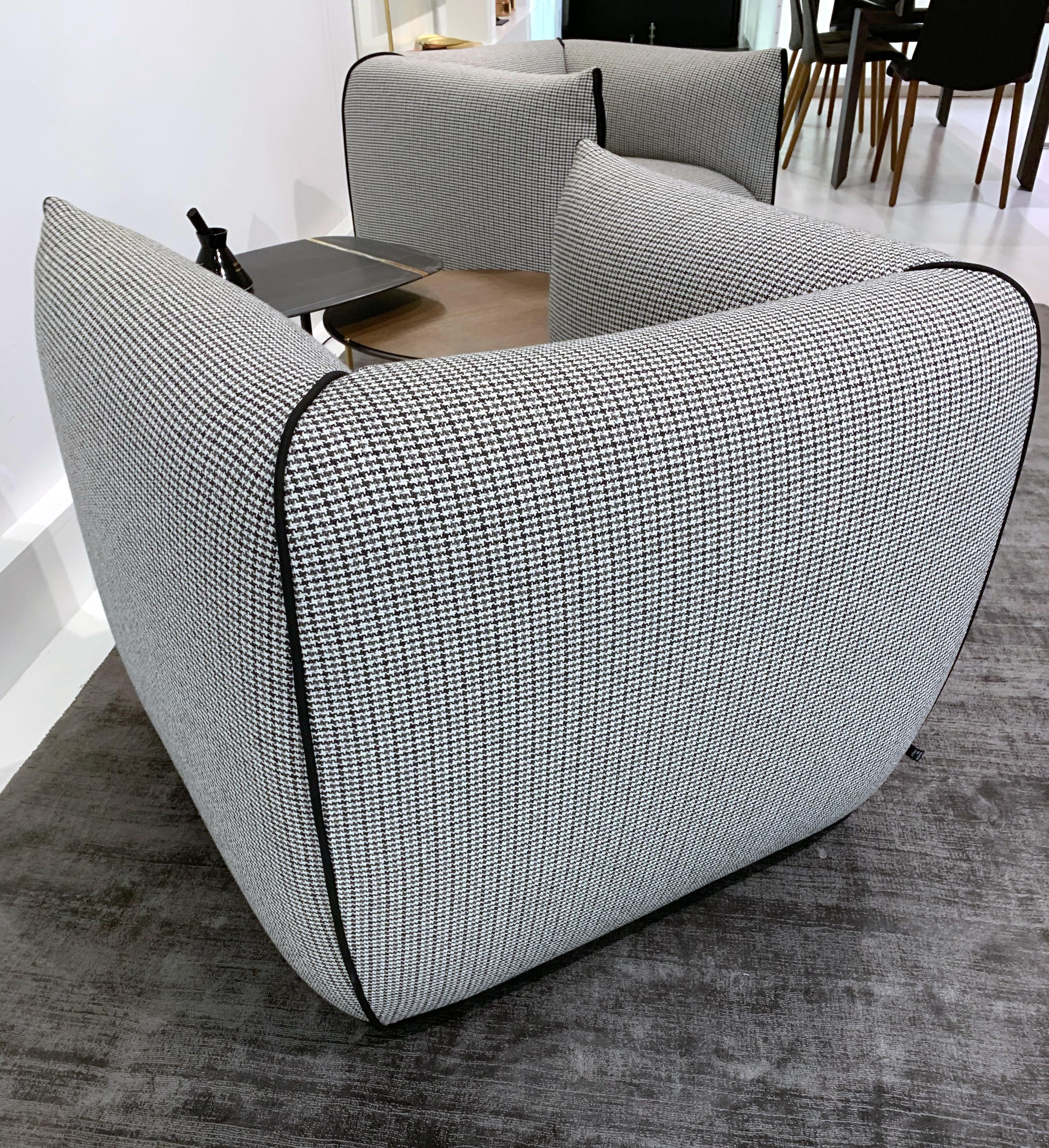 Modern Mia Armchair in Gray Houndstooth Fabric by Francesco Bittoni & MDF Italia