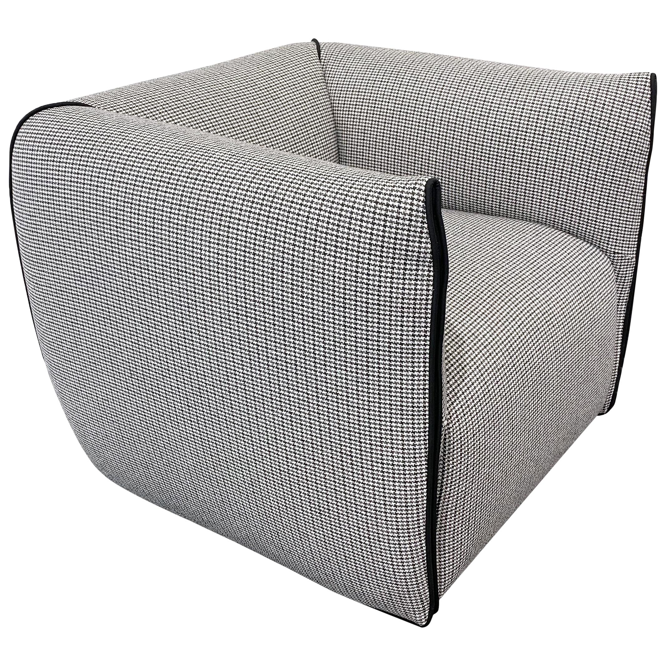 Mia Armchair in Gray Houndstooth Fabric by Francesco Bittoni & MDF Italia