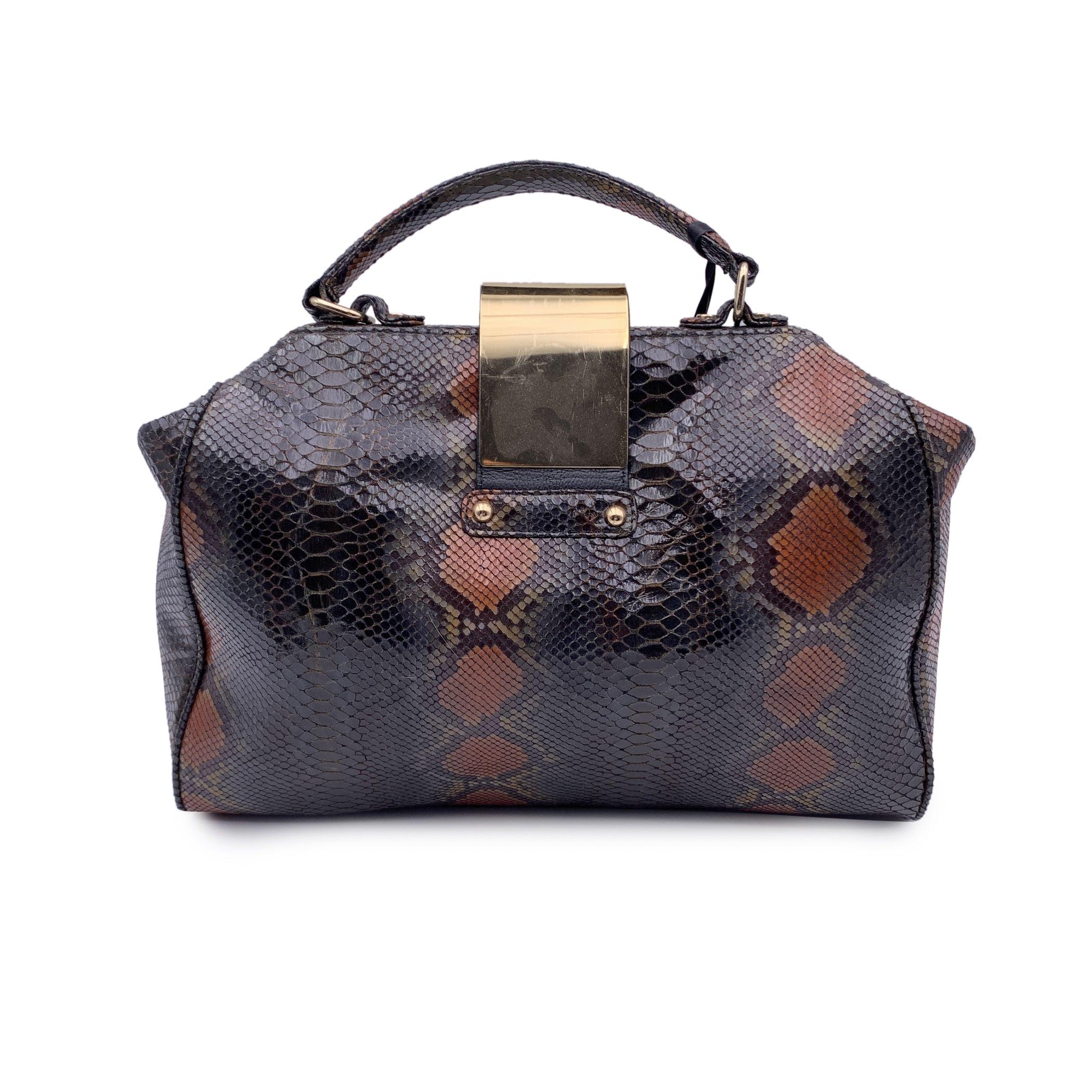 Black Mia Bag Animal Print Canvas Doctor Satchel Bag Handbag with Strap For Sale