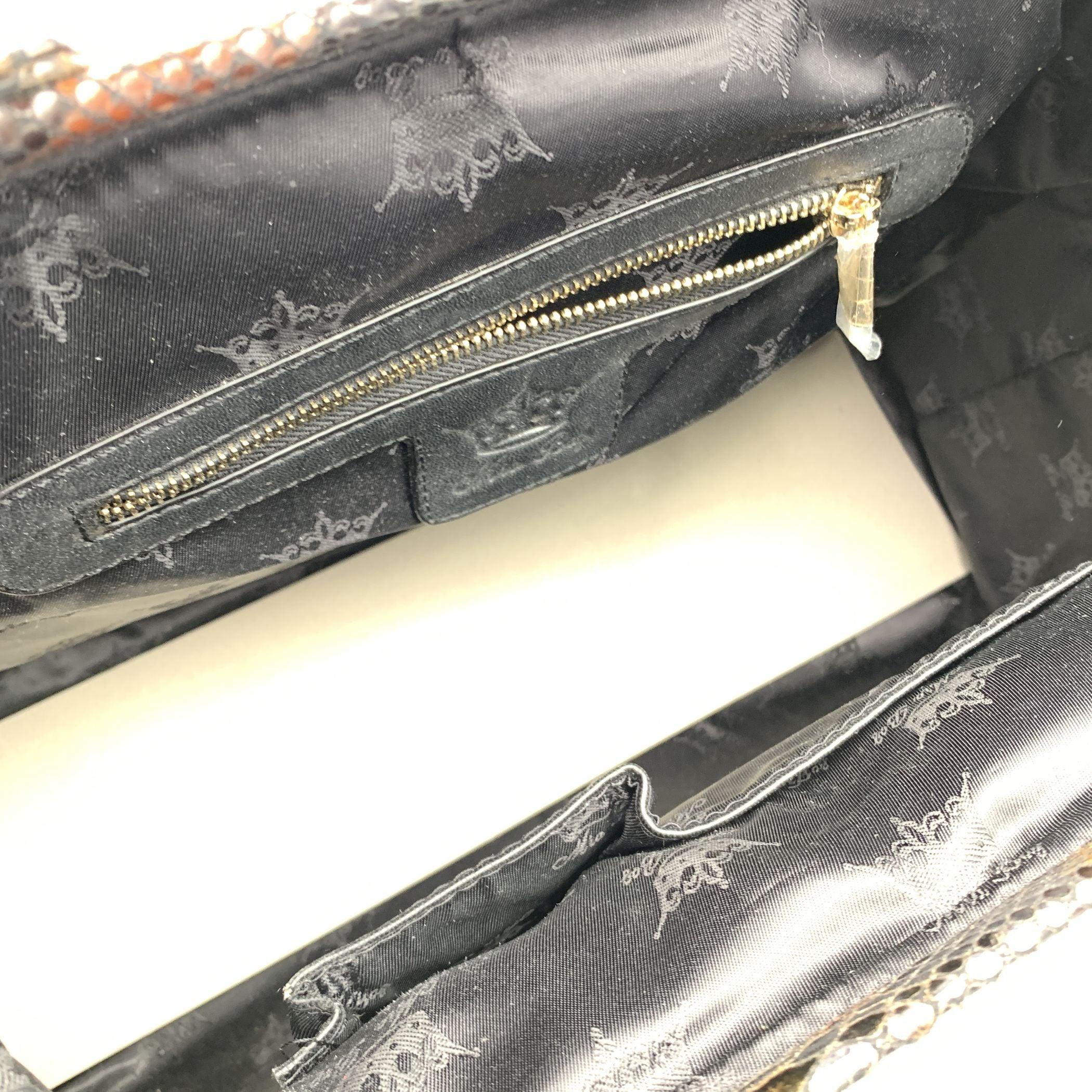 Mia Bag Animal Print Canvas Doctor Satchel Bag Handbag with Strap In Excellent Condition For Sale In Rome, Rome