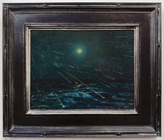 "Pioggia di meteoriti" Paesaggio surreale originale, pittura a olio