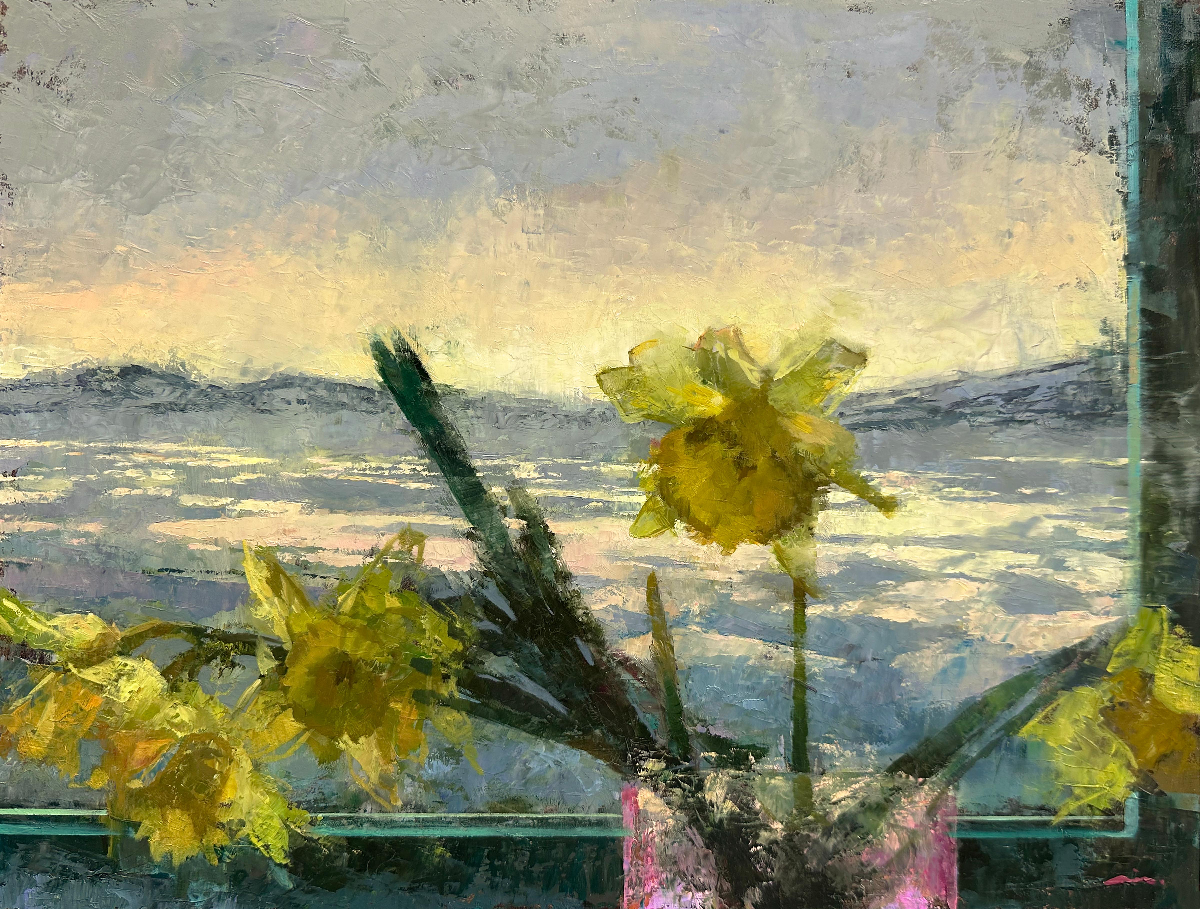 Mia Bergeron Still-Life Painting - "Spring Floe, " Oil Painting
