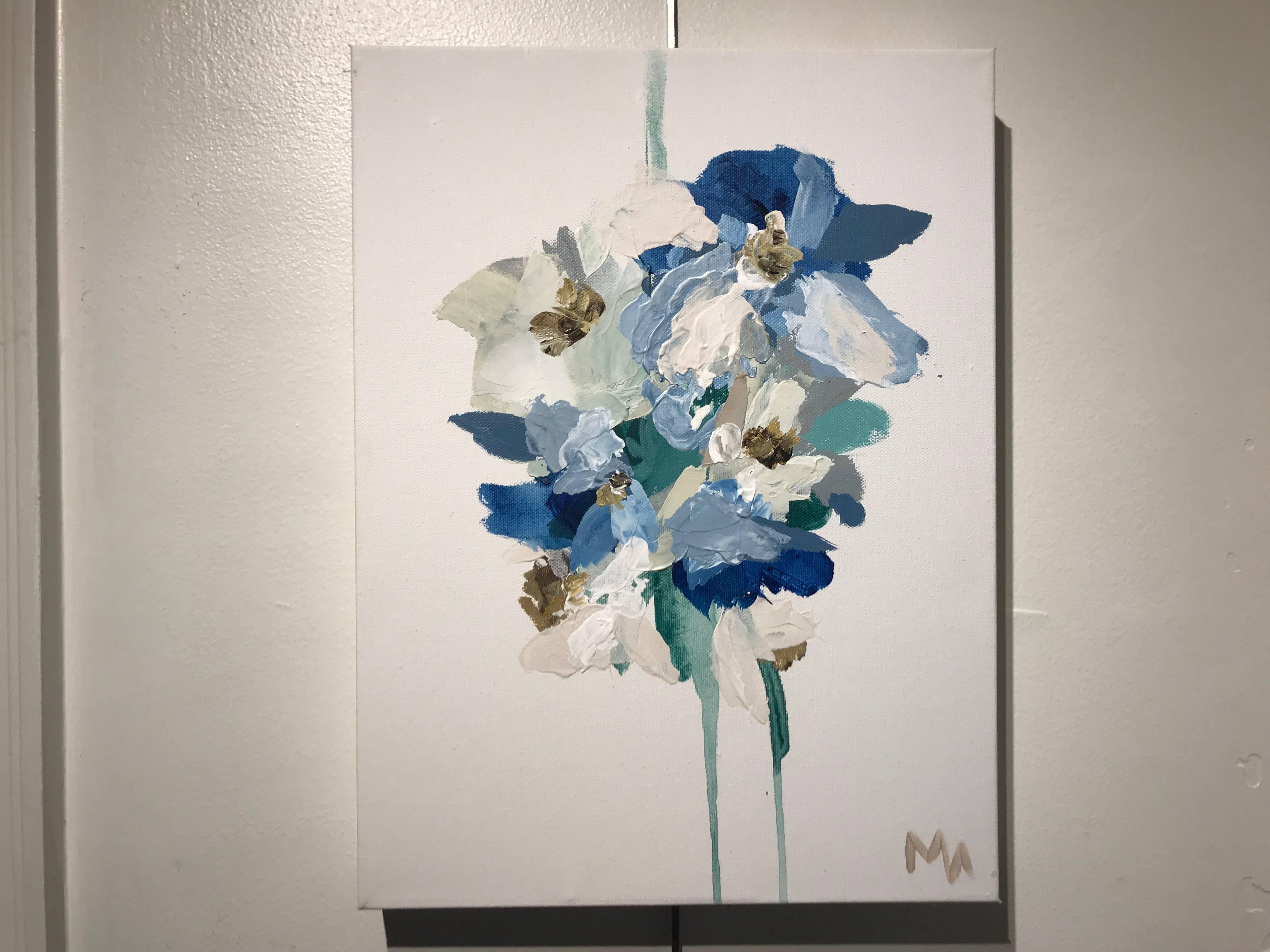 'A Bundle of Seedlings No. 5' Petite Contemporary Floral Painting - Gray Abstract Painting by Mia Frandsen
