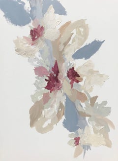 Grateful, Mixed Media on Canvas Large Vertical Abstract Floral Painting