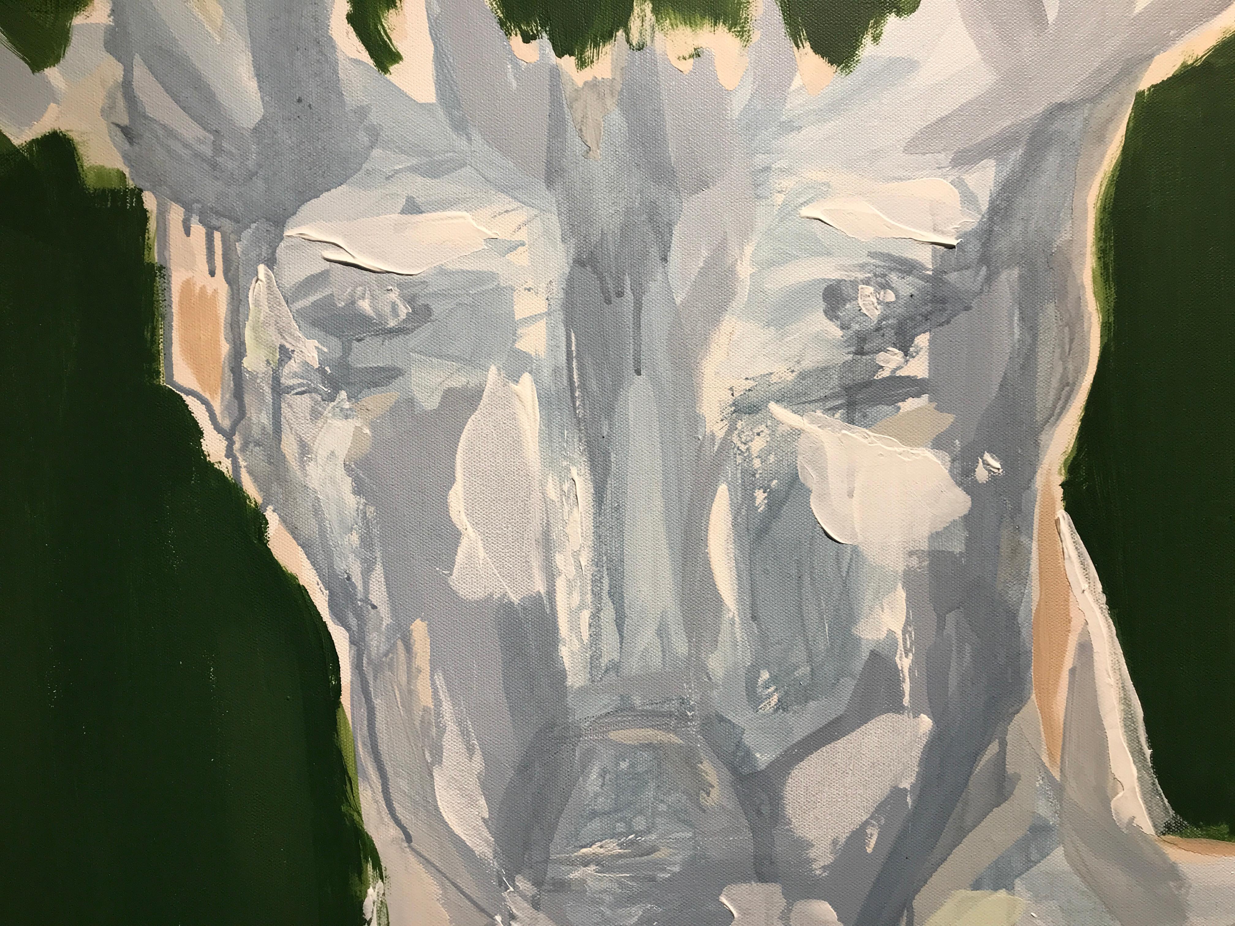 Green Buck by Mia Frandsen, Mixed Media on Canvas Abstracted Animal Painting 3