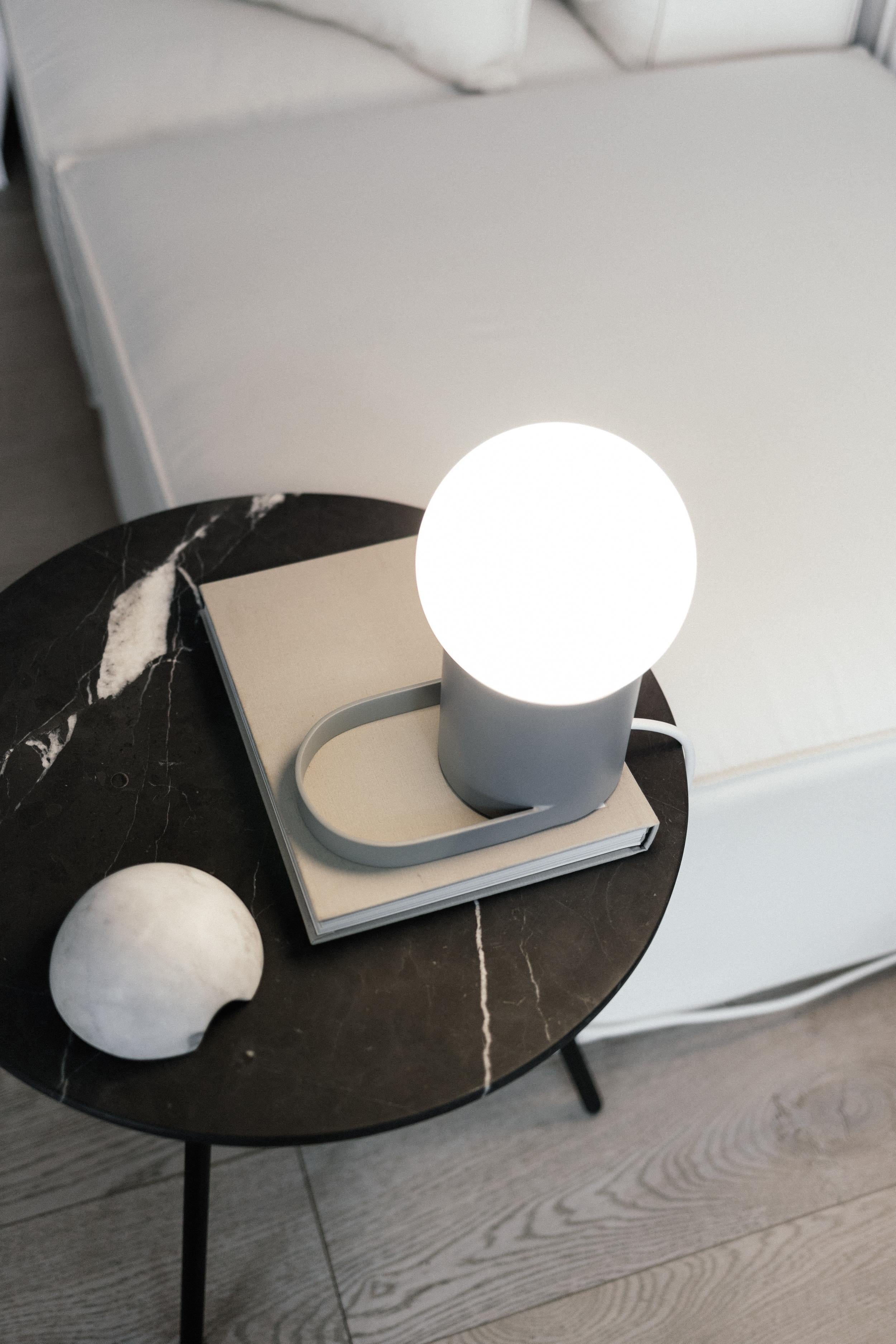 Modern Mia gray table Lamp with glass shade