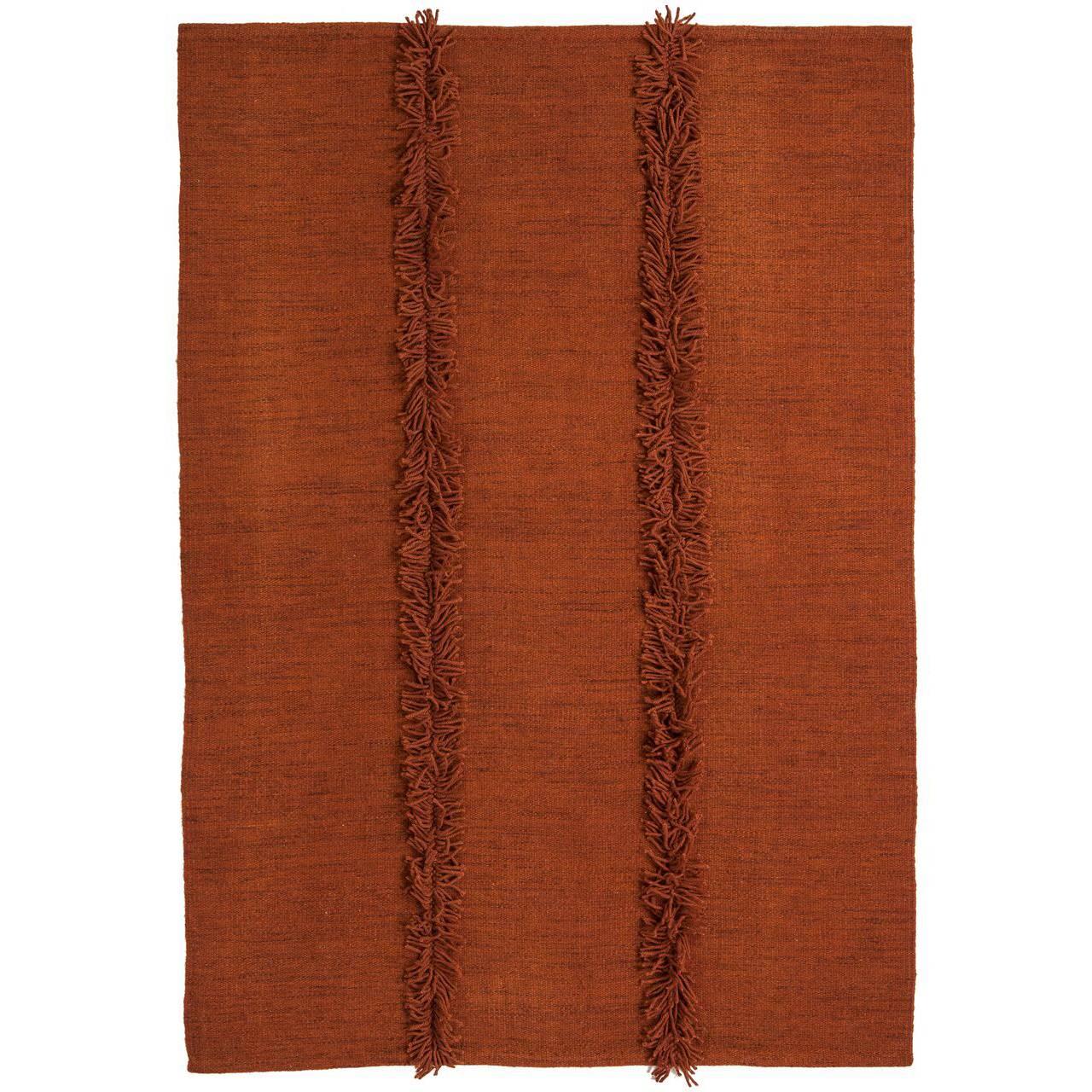 Mia Large Brick Hand-Loomed Wool Dhurrie Rug by Nani Marquina, Medium