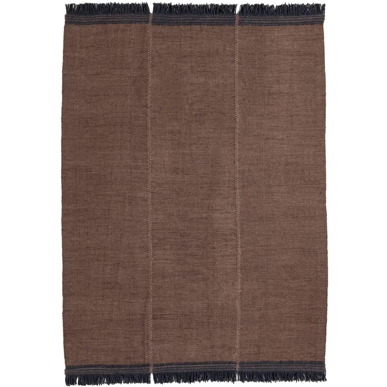 Mia Brown Hand-Loomed Wool Dhurrie Rug by Nani Marquina, Small