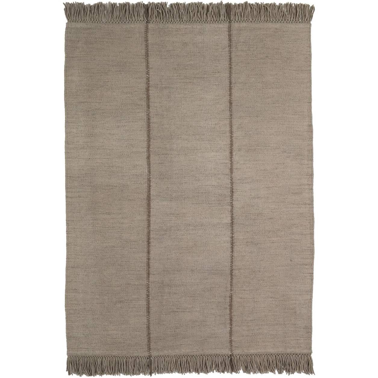 Mia Medium Stone Hand-Loomed Wool Dhurrie Rug by Nani Marquina, Small For Sale