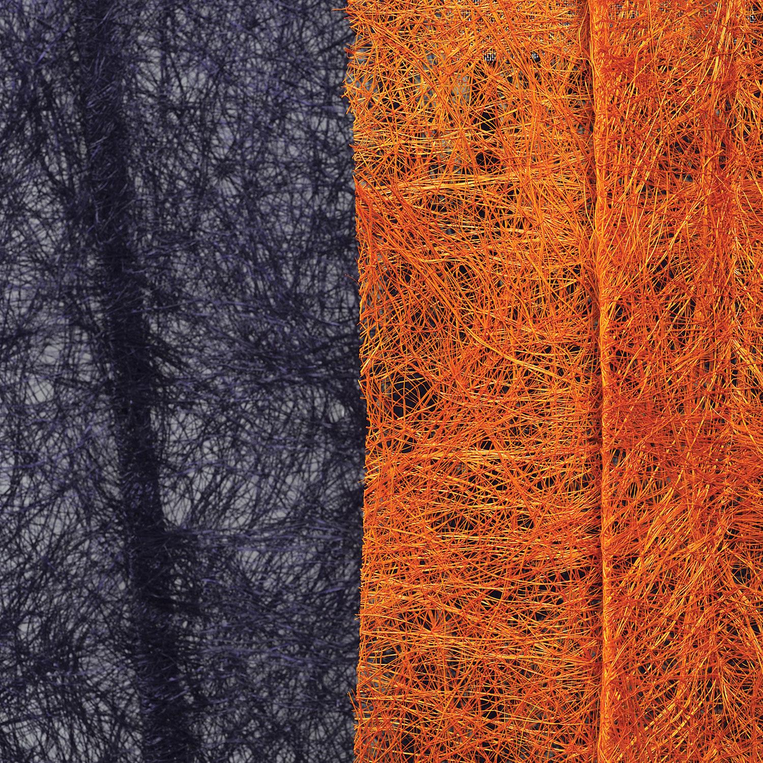 Orange Pleats, Contemporary Textile Wall Sculpture by Mia Olsson For Sale 1