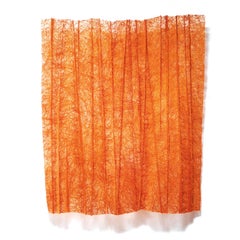 Orange Pleats, Contemporary Textile Wall Sculpture by Mia Olsson