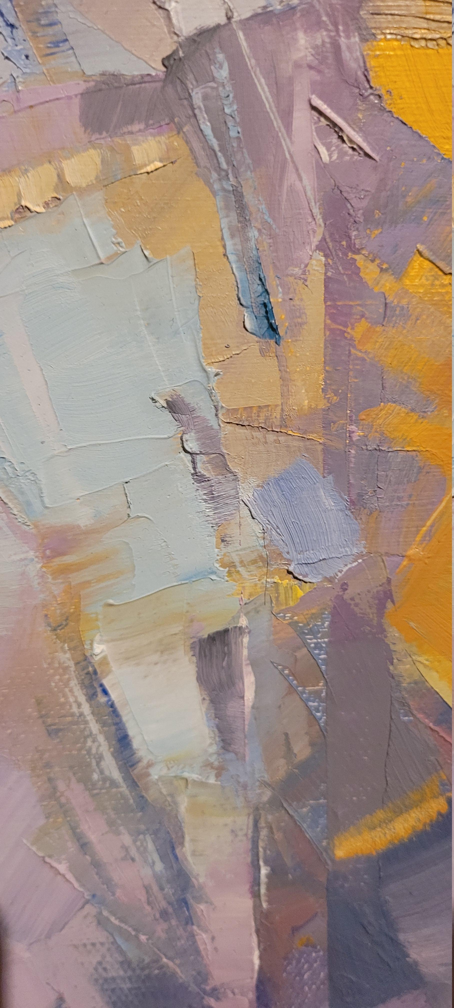 Dopo la doccia. Figurativo, Olio su tela, Nudo, Realismo astratto, Verticale, Blu in vendita 2
