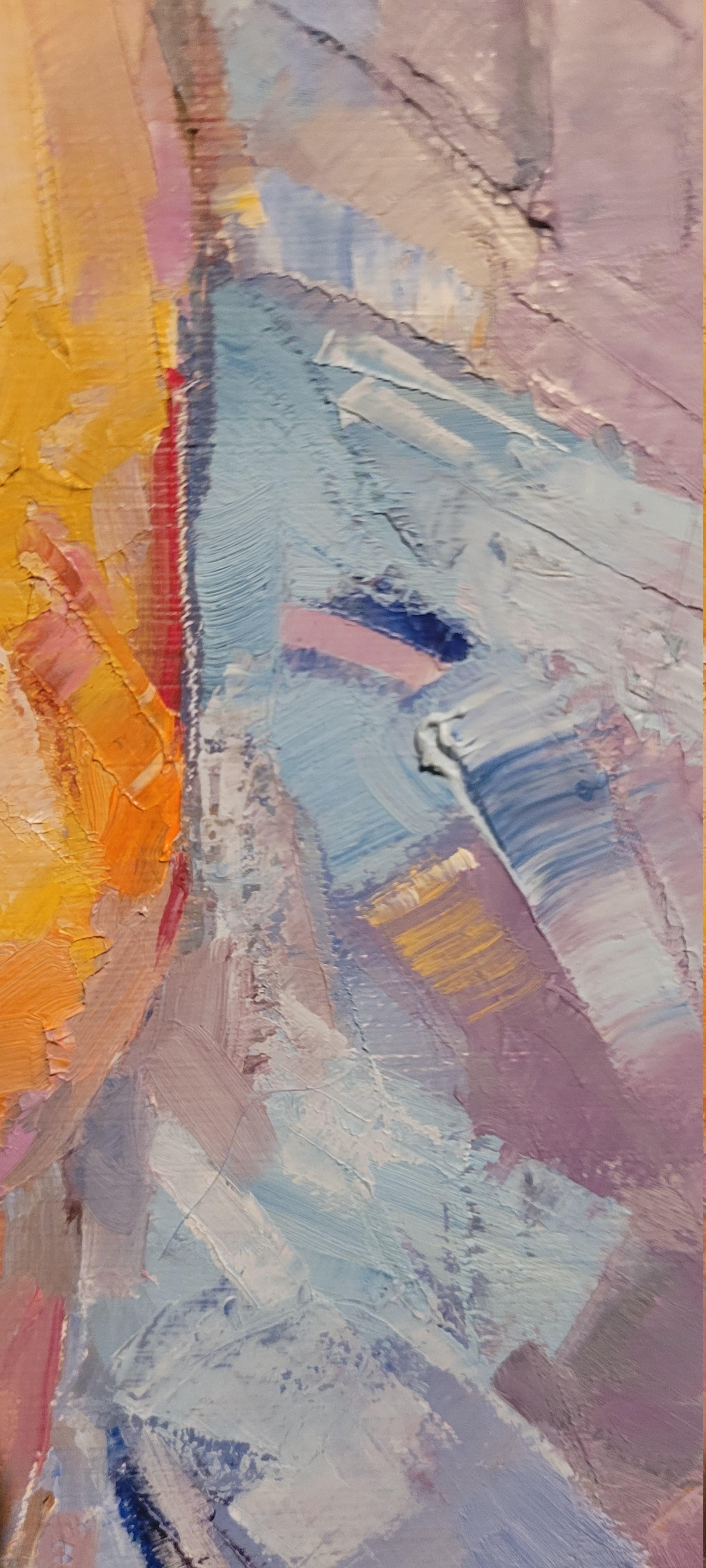 Dopo la doccia. Figurativo, Olio su tela, Nudo, Realismo astratto, Verticale, Blu in vendita 3