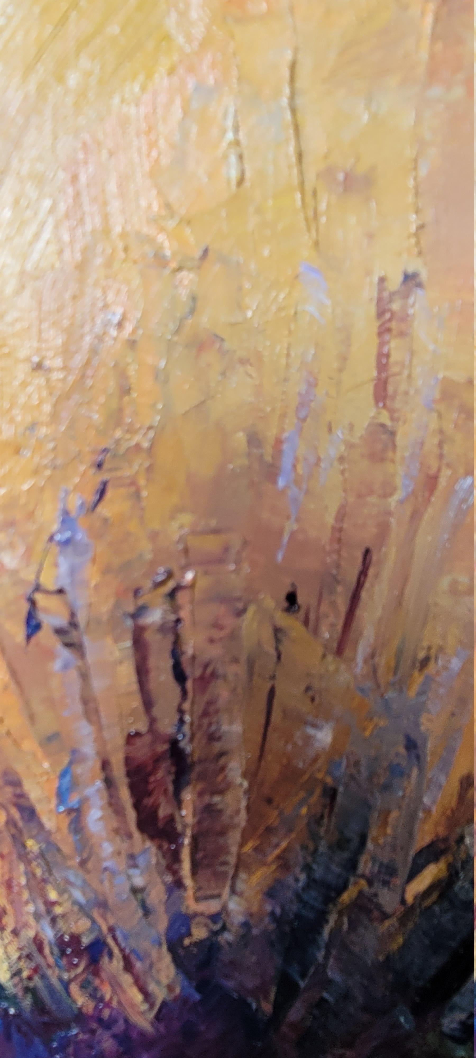 Coq. Animaliste, huile sur toile, verticale, verte, jaune, rouge, coq, oiseau en vente 6