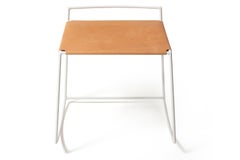 Taburete Mecedora Mia Cuero Blanco