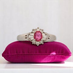 Story  Size 5.75  Platinum Ring with .24 ct Natural Oval Ruby  Size 5.75