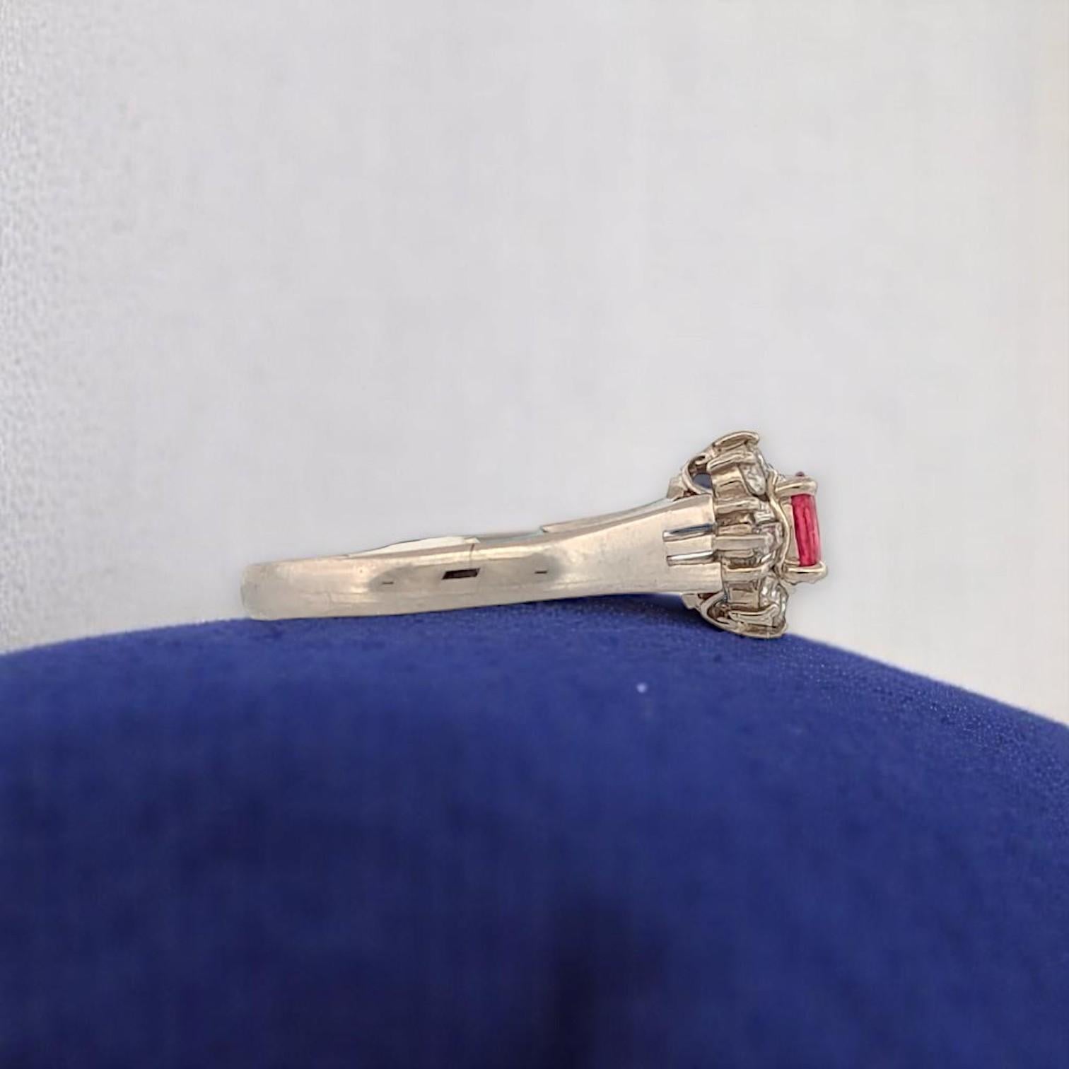 Modern Story  Size 5.75  Platinum Ring with .24 ct Natural Oval Ruby  Size 5.75 For Sale