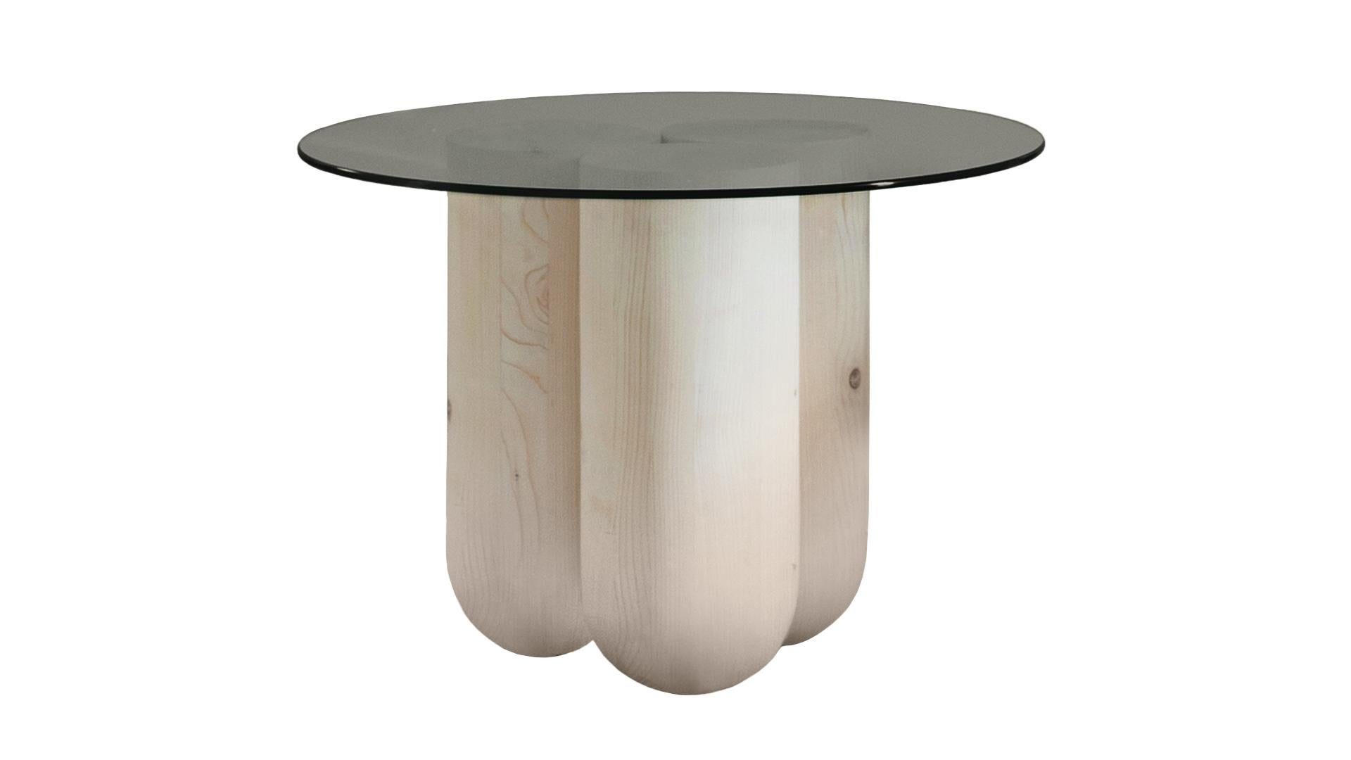 Mia Side Table by LI-AN-LO Studio
Dimensions: ø 70 x 50 cm.
Materials: Spruce and bronze tempered glass.

Clear or bronze coloured glass top options available. Please contact us.

MIA is a side table with a playfully soft shape. The base, which is a