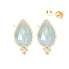 Mia Small Aquamarine 18 Karat Gold Stud Earrings