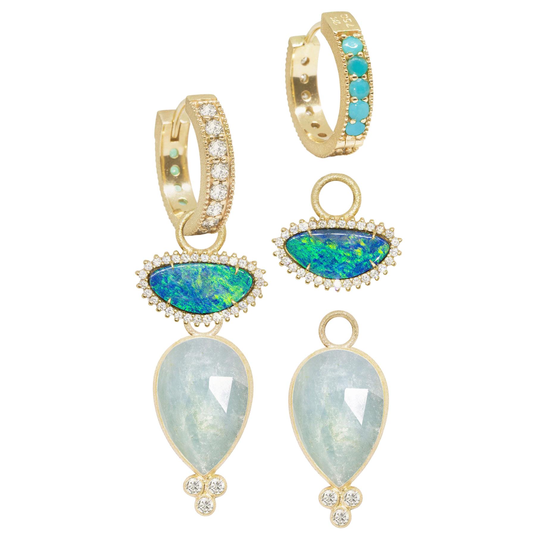 Mia Small Aquamarine 18 Karat Gold Stud Earrings For Sale at 1stDibs